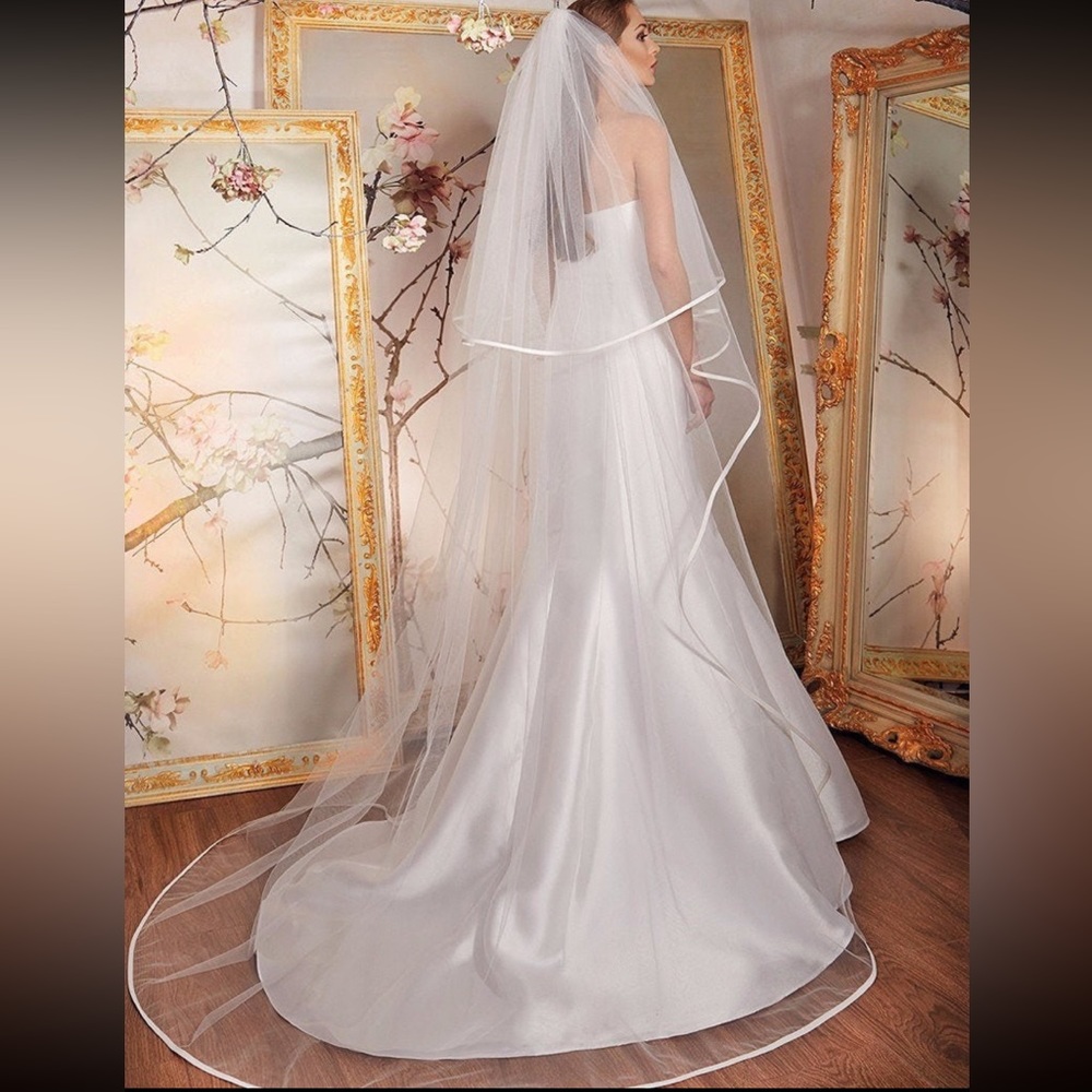 Satin Ribbon Edge Bridal Veil